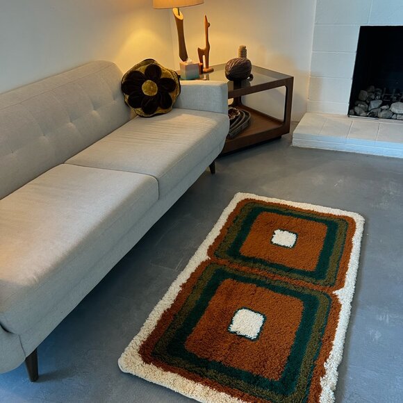 1960's HOJER EKSPORT WILTON Danish Modern Wool Rya Rug Tapestry Mid Century - Picture 5 of 13